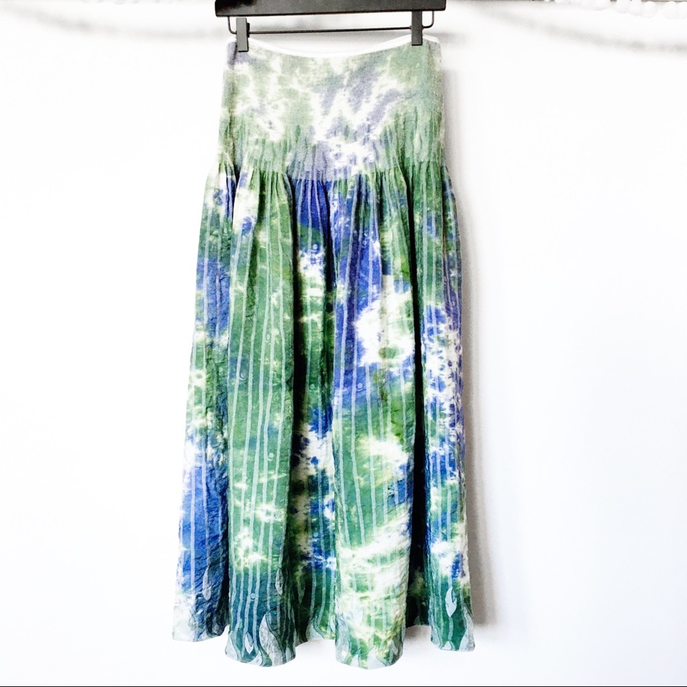 Soft Surroundings Tie Dye Smocked Waist Skirt